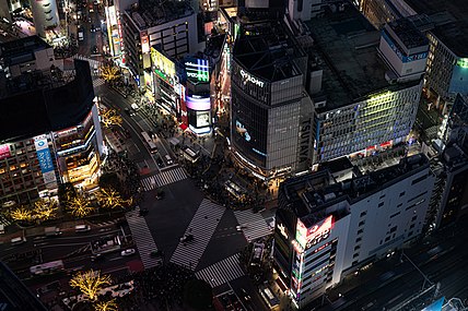 Shibuya crossing at night