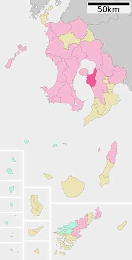 Lokasi Tarumizu di Prefektur Kagoshima