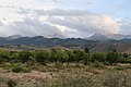 Les monts Teskey Ala-Too vus de la plage d'Ak Terek