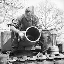 290 mm Petard mortar on a Churchill AVRE