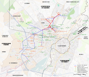 Carte représentant le tunnel d'Anzin et l'aqueduc des fosses.