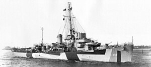 USS Brister (DE-327), undated wartime image, showing ship in camouflage paint