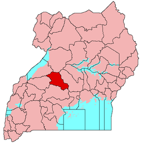 Harta districtului Kiboga  în cadrul Ugandei