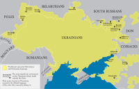 Spread of Ukrainian language in the beginning of 20th century Ukrainians en.svg