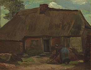 Vincent van Gogh, Cottage with Peasant Woman Digging