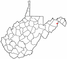 Location of Capon Bridge in West Virginia