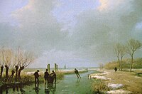 Schelfhout, c. 1850: 'Winterlandschap', olieverfschilderij