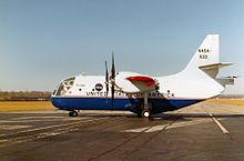 XC-142A at the National Museum of the U.S. Air Force, with the pitch rotor visible at the end of the tail XC-142A at USAF Museum.jpg