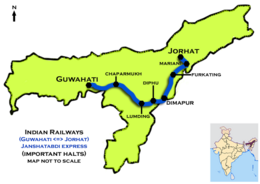 (Guwahati - Jorhat) Janshatabdi Express route map