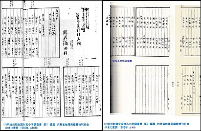 明治7年の全国村名小字名調査書には、山形県に興屋村・原海村がない。　