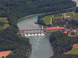 Kraftwerk Eglisau-Glattfelden, (Ansicht von Südwesten)