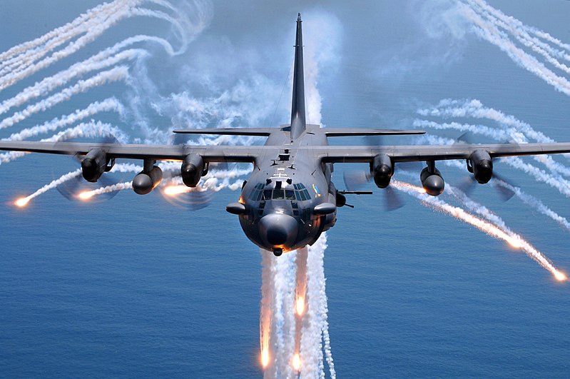 File:AC-130H Spectre jettisons flares.jpg