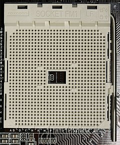 An AMD FM1 CPU socket