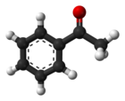 Modello a sfere e bastoncini dell'acetofenone