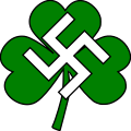 Bông shamrock trong biểu tượng của Hội ái hữu Aryan với một biểu tượng Hakenkreuz