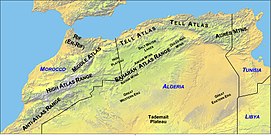 Location of the Atlas Mountains across North Africa