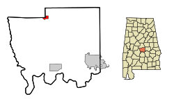 Location in Quận Autauga, Alabama