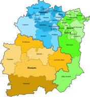 Carte complète des cantons de l'Essonne.