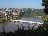 Die Brücke und Chepstow Castle, gesehen von Tutshill