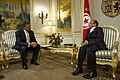 Marzouki avec Leon Panetta, secrétaire à la Défense des États-Unis, le 29 juillet 2012 au palais présidentiel de Carthage.