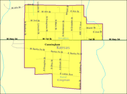 Detailed map of Cunningham, Kansas