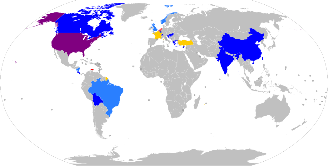 v
t
e
World laws on dolphinariums / marine mammal captivity
Nationwide ban on dolphinariums/marine mammal captivity
De facto nationwide ban on dolphinariums/marine mammal captivity due to strict regulations
Some subnational bans on dolphinariums/marine mammal captivity
Dolphinariums/marine mammal captivity are currently being phased out ahead of a nationwide ban
Dolphinariums/marine mammal captivity legal
No data Dolphinarium bans world map.svg