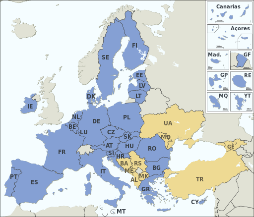 EU Member states and Candidate countries map
