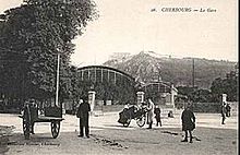 La gare de Cherbourg avec ses grandes verrières, en 1920.