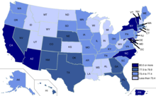 US Gender Pay Gap by state in 2006 Gender pay gap by state.png