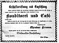 Anzeige zur Eröffnung des Café Krumm 1897