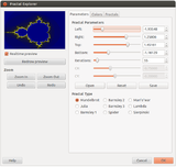 Screenshot nástroje Fractal Explorer v softwaru pro úpravu obrázků GIMP