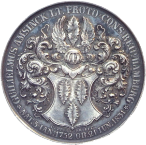 Hamburg memorial coin with Amsinck coat of arms