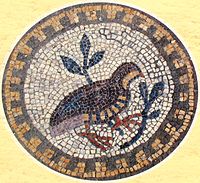 Символ души — птица — на византийской мозаике христианского храма VI века. Херсонес Таврический