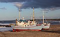 März: Kutter am Strand von Nørre Vorupør