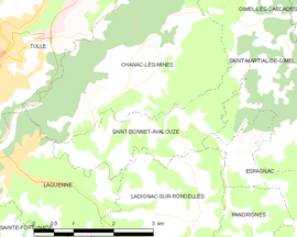Mapa obce Saint-Bonnet-Avalouze