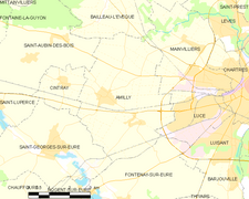 Carte de la commune d'Amilly.