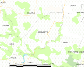 Poziția localității Escoussans