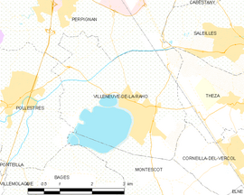 Mapa obce Villeneuve-de-la-Raho