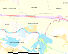 Mapa obce Misy-sur-Yonne