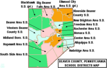 Map of Beaver County Pennsylvania School Districts.png
