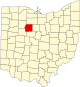 Localização do Map of Ohio highlighting Wyandot County