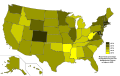 Map of states percentage of population with Bachelor's Degree or Higher in 2009