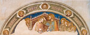 Krönung Mariens, Lunette in der Bardi di Vernio-Kapelle in Santa Croce, Florenz, 1335-40