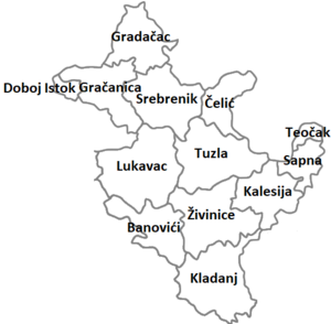 Тузланский кантон на карте