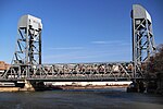 The Broadway Bridge in its closed position in April 2008