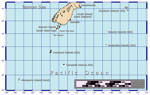 Карта отдаленных субантарктических островов Новой Зеландии