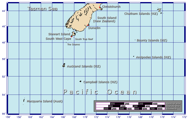 Localización de las islas Chatham