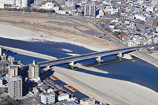 岐阜城から望む長良橋（2019年1月）