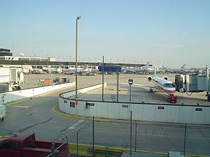 The part of the airport that services American Eagle and American Airlines flights.