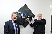 Cllr Ray Puddifoot, Leader of the Council for Hillingdon, and Boris Johnson, MP for Uxbridge and South Ruislip, unveil a plaque for the opening of Oak Wood School. Oak Wood School - Plaque.jpg